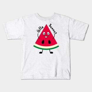 Summer watermelon says hello Kids T-Shirt